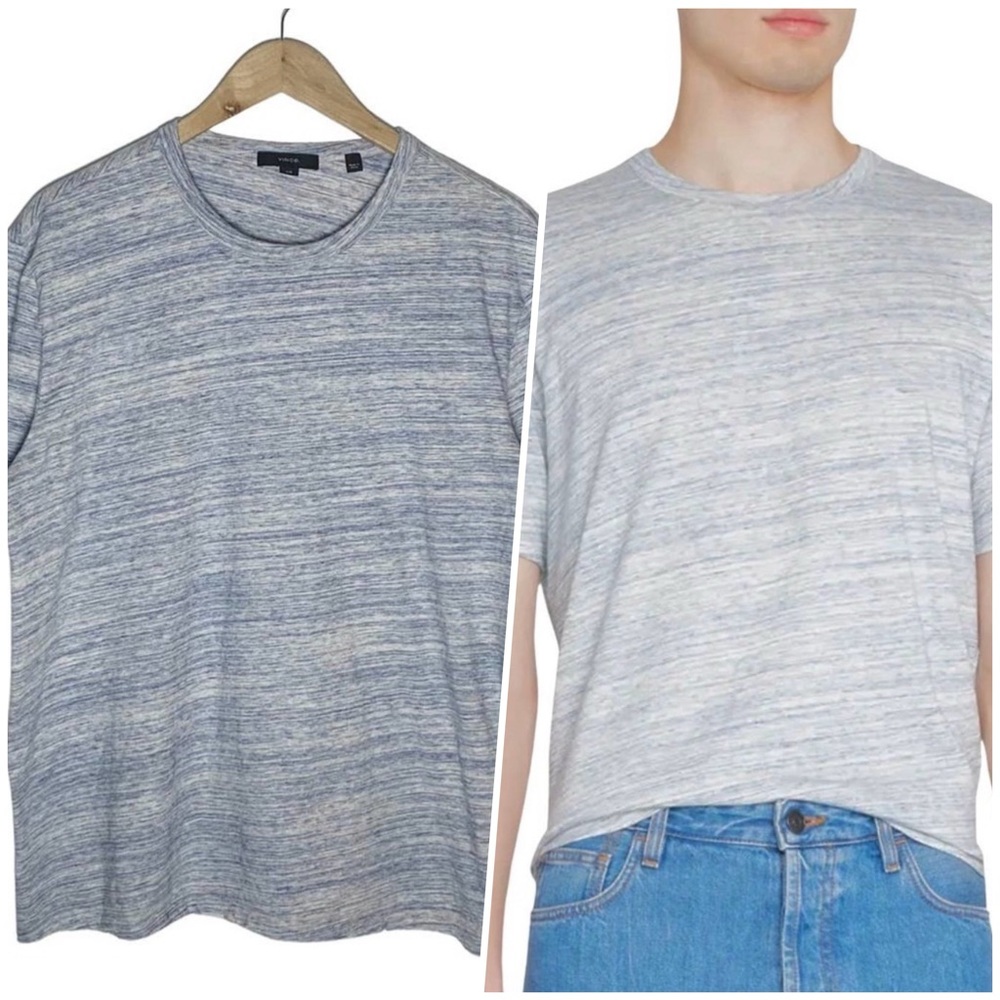 Vince | Men | Blue Streaky Jersey Short Sleeve Crew Neck Tee | Size Large